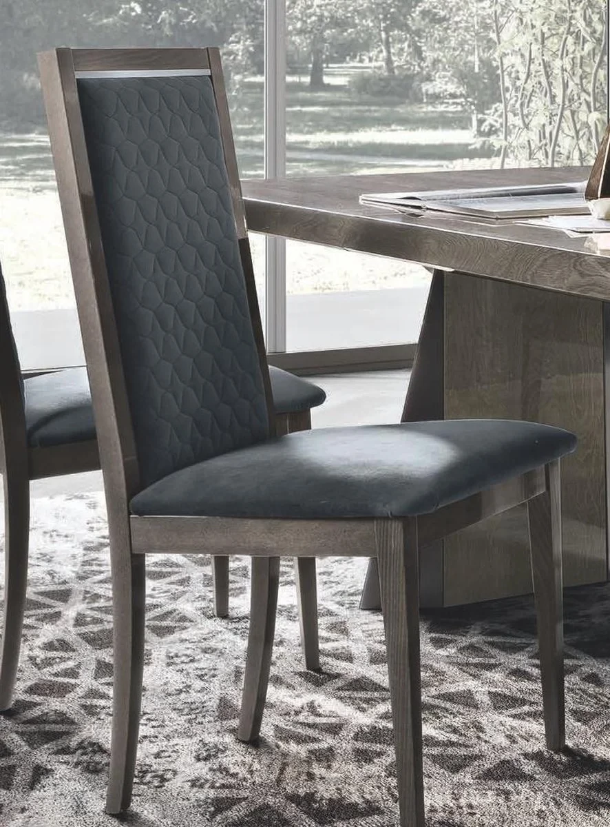Elite Day Rombi chair, Velluto Miraglio 617 Blue - silver birch