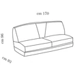 AC Melodia Day Triple couch without armrest, capitoné padded