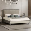 Pearl White-Anthracite Double Bed Frame with Upholstered Headboard – AC Perla