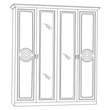 BC Sara 4-doors cabinet, with 2 mirrored doors - beige