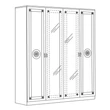 BC Serena 4-doors cabinet, with 2 mirrored doors - white-silver