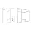 BC Sofia 3-sliding doors cabinet, with 1 mirrored door - white-gold