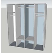BC Serena 4-doors cabinet, with 2 mirrored doors - black-gold