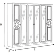 Aida 6-ajtós szekrény, 4 tükrös ajtóval - fehér-ezüst