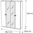 Onda 4-doors cabinet, with 2 mirrored doors - white