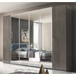 Platinum 6-doors cabinet, with 4 mirrored doors - silver birch