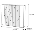 Onda 5-doors cabinet, with 3 mirrored doors - white