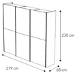 Maia 3-sliding doors cabinet - silver birch