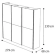 Platinum 3-sliding doors cabinet - silver birch
