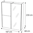 Platinum 2-sliding doors cabinet, with 1 mirrored door - silver birch