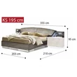 Platinum Double bedstead with curved headboard - silver birch