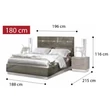 Platinum Double bedstead with high headboard - silver birch