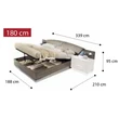 Platinum Double bedstead with LUNA bedding container, with curved headboard - silver birch