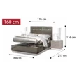 Platinum Double bedstead with LUNA bedding container, with high headboard - silver birch