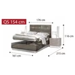 Platinum Double bedstead with LUNA bedding container, with high headboard - birch