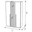 Dama Bianca 3-doors cabinet, with 1 mirrored door