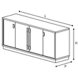 Platinum/Roma Day GLAMOUR 4-doors buffet chest of drawers - silver birch