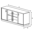 Platinum/Roma Day GLAMOUR 4-doors vitrines buffet chest of drawers - silver birch
