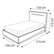 Ambra Double bedstead with bedding container, with wooden headboard, and LED-light