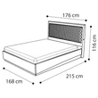 Ambra Double bedstead with upholstered headboard, LED-light, and dark grey fabric