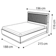 Ambra Double bedstead with bedding container, with upholstered headboard, LED-light, with beige fabric
