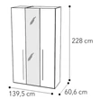 Maia 3-doors cabinet, with 1 mirrored door - silver birch