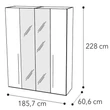 Maia 4-doors cabinet, with 2 mirrored doors - silver birch