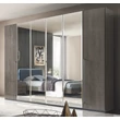 Maia 6-doors cabinet, with 4 mirrored doors - silver birch