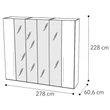 Maia 6-doors cabinet, with 4 mirrored doors - silver birch