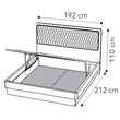 Maia Double bedstead with LUNA bedding container, VELLUTO MIRAGLIO 205 FUMO - birch