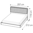 Maia Double bedstead VELLUTO MIRAGLIO 205 FUMO - silver birch