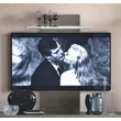 Elite Day TV wall panel with glass shelf and LED-light - silver birch