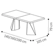 Elite Day TENT Dining table 140x105 cm (+2x50 cm extendable) - silver birch