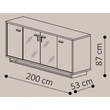 Volare Day 4-doors buffet chest of drawers with lighting - veined walnut