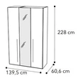 Smart 3-doors cabinet, with 1 mirrored door with MAIA handle - veined walnut