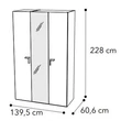 Smart 3-doors cabinet, with 1 mirrored door with VOLARE handle - veined walnut