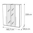 Smart 4-ajtós gardróbszekrény, 2 tükrös ajtóval, Maia fogantyúval - fehér