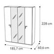 Smart 4-doors cabinet, with 2 mirrored doors with VOLARE handle - veined walnut