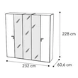 Smart 5-doors cabinet, with 3 mirrored doors with VOLARE handle - veined walnut