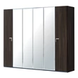 Smart 5-ajtós gardróbszekrény, 3 tükrös ajtóval, Volare fogantyúval - erezett dió