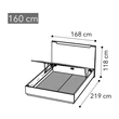 Smart Double bedstead with bedding container, with wooden headboard - veined walnut