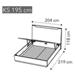 Smart Double bedstead with bedding container, with wooden headboard - veined walnut