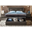 Elite Double bedstead with bedding container, with upholstered headboard - silver birch