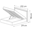 Elite Double bedstead with bedding container, with wooden headboard - silver birch