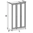 Giotto 3-ajtós gardróbszekrény - antik fehér, magasság: 250 cm