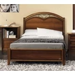 Nostalgia Double bedstead with curved side, with metal-insert decorative frame with curved headboard, with short footboard - walnut