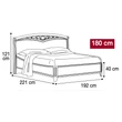 Giotto Double bedstead with curved side, with metal-insert decorative frame with curved headboard, with short footboard - walnut