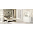 Nostalgia Double bedstead with curved side, with metal-insert decorative frame with curved headboard and capitonné padding, with short footboard - antique white
