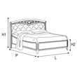 Nostalgia Double bedstead with bedding container, with curved side, with metal-insert decorative frame with curved headboard and capitonné padding, with short footboard - antique white