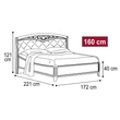 Nostalgia Double bedstead with curved side, with metal-insert decorative frame with curved headboard and capitonné padding, with short footboard - walnut